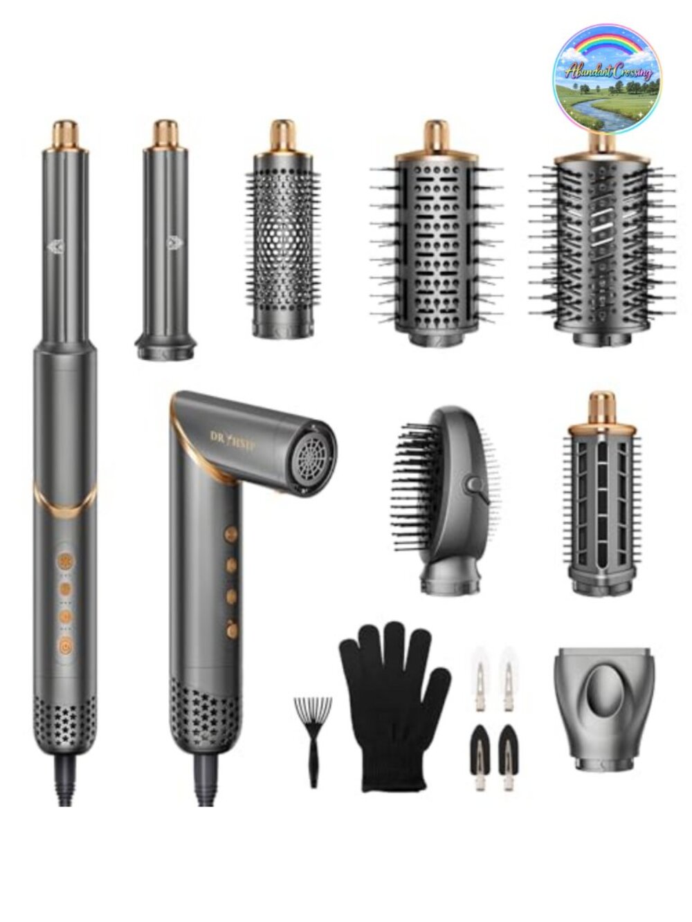 8-in-1 Hair Styler & Wrap Air Curler, High-Speed 1400W Hot Air Brush